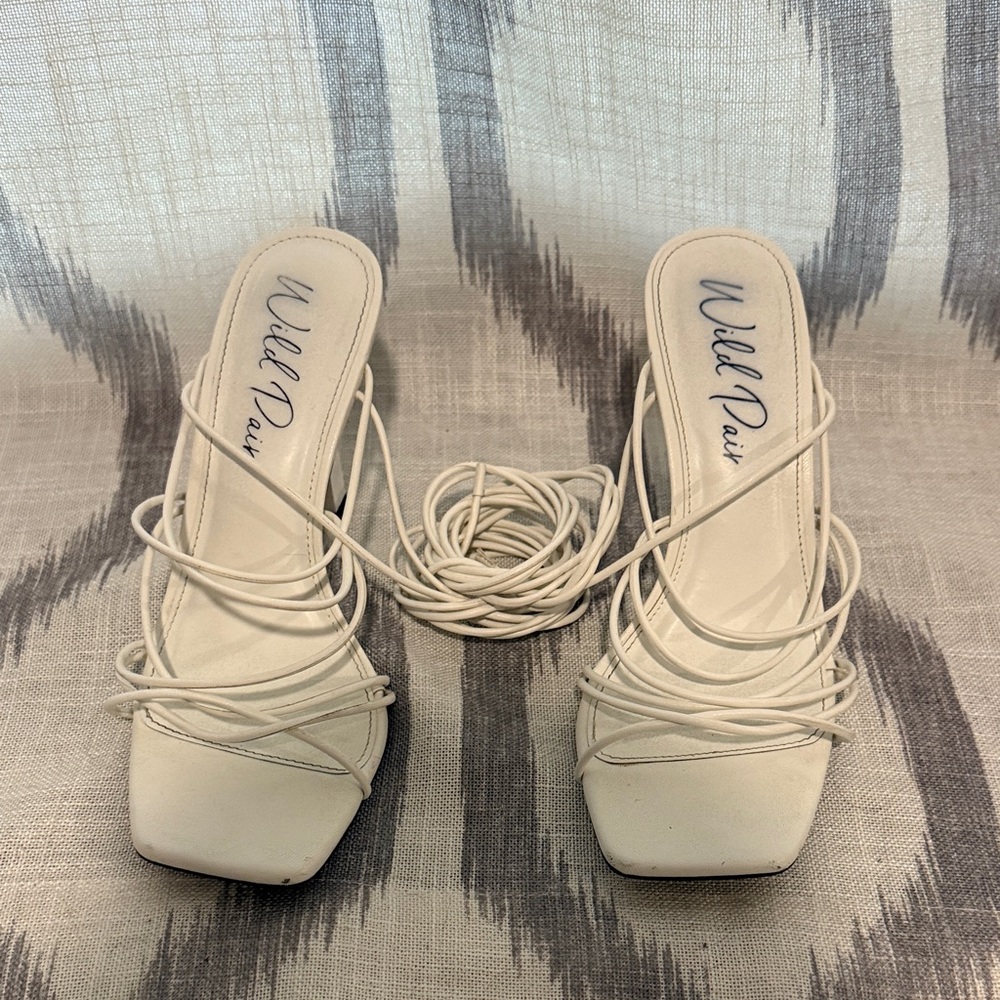 Wild Pair Women's White Strappy Heels